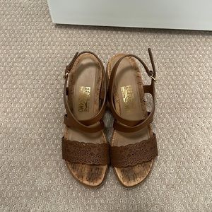 Salvatore Ferragamo Wedge Sandals, Tan Size 9.5.